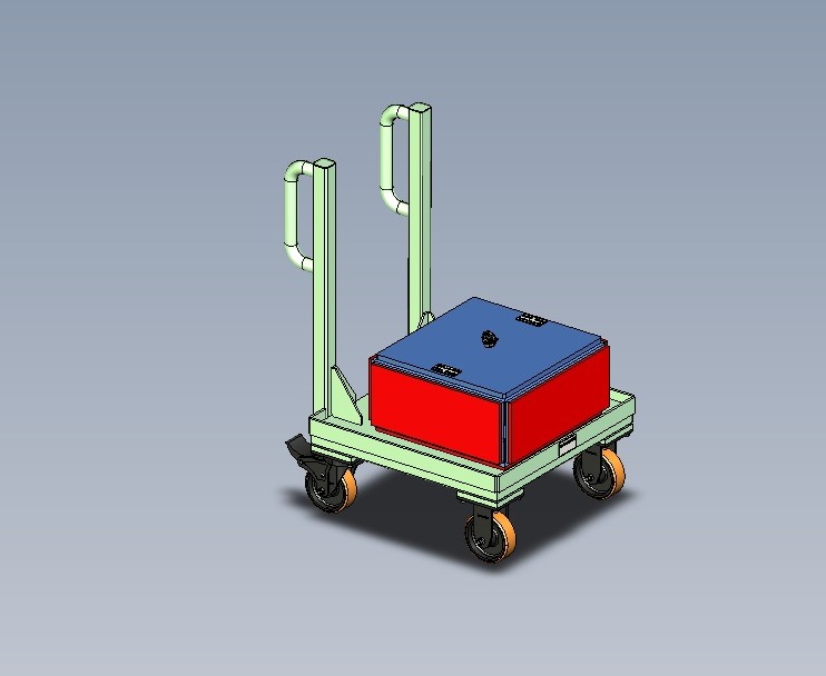 Carrinho com caixa e alça ergonômica